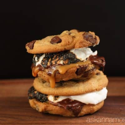 Gourmet S’mores – Chocolate Chip Cookies and Caramel